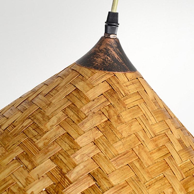 Natural Woven Bamboo Pendant Light Burlywood Coastal Ceiling Hanging Lamp for Kitchen and Dining Room
