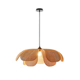 Natural Woven Rattan Petal Pendant Lamp Large Flower Shape Ceiling Hanging Light for Living Room