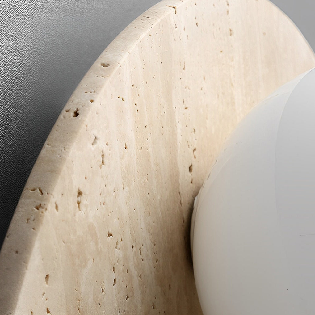 Natural Yellow Travertine Stone Wall Lamp Rustic Wabi Sabi Sconce for Modern Interior Lighting
