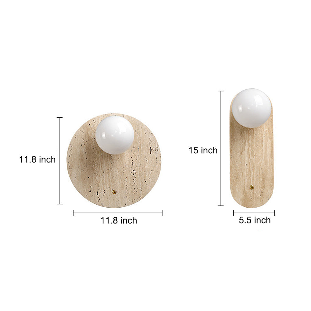 Natural Yellow Travertine Stone Wall Lamp Rustic Wabi Sabi Sconce for Modern Interior Lighting