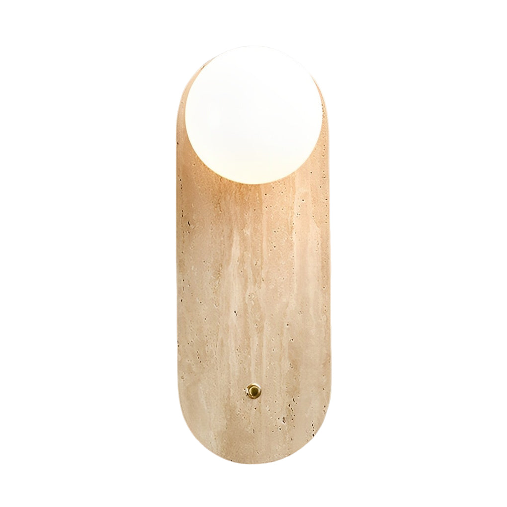 Natural Yellow Travertine Stone Wall Lamp Rustic Wabi Sabi Sconce for Modern Interior Lighting
