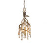 Nature Inspired Crystal Branch Chandelier with Glass Dewdrops and Metallic Finish