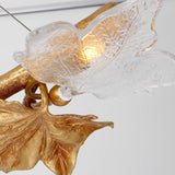Nature Inspired Folio Brass Branch Chandelier with Glass Maple Leaf Accents