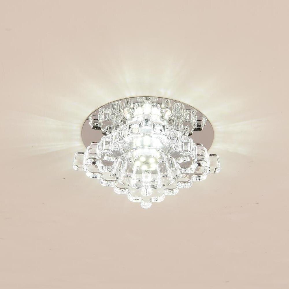 Modern Geometric LED Crystal Flush Mount Ceiling Light Fixture for Kitchen and Hallway