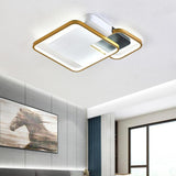 Modern Gold Geometric LED Flush Mount Ceiling Light for Nordic Living Room Decor