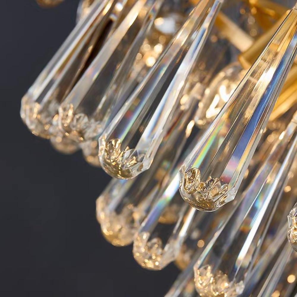 Modern Lantern Crystal Flush Mount Ceiling Light Metal Candelabra LED Fixture
