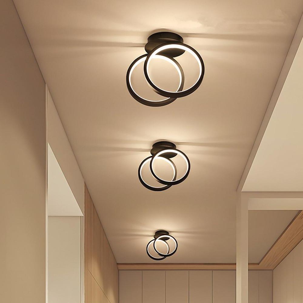 Minimalist 2 Ring LED Ceiling Light Modern Geometric Flush Mount Fixture for Hallways