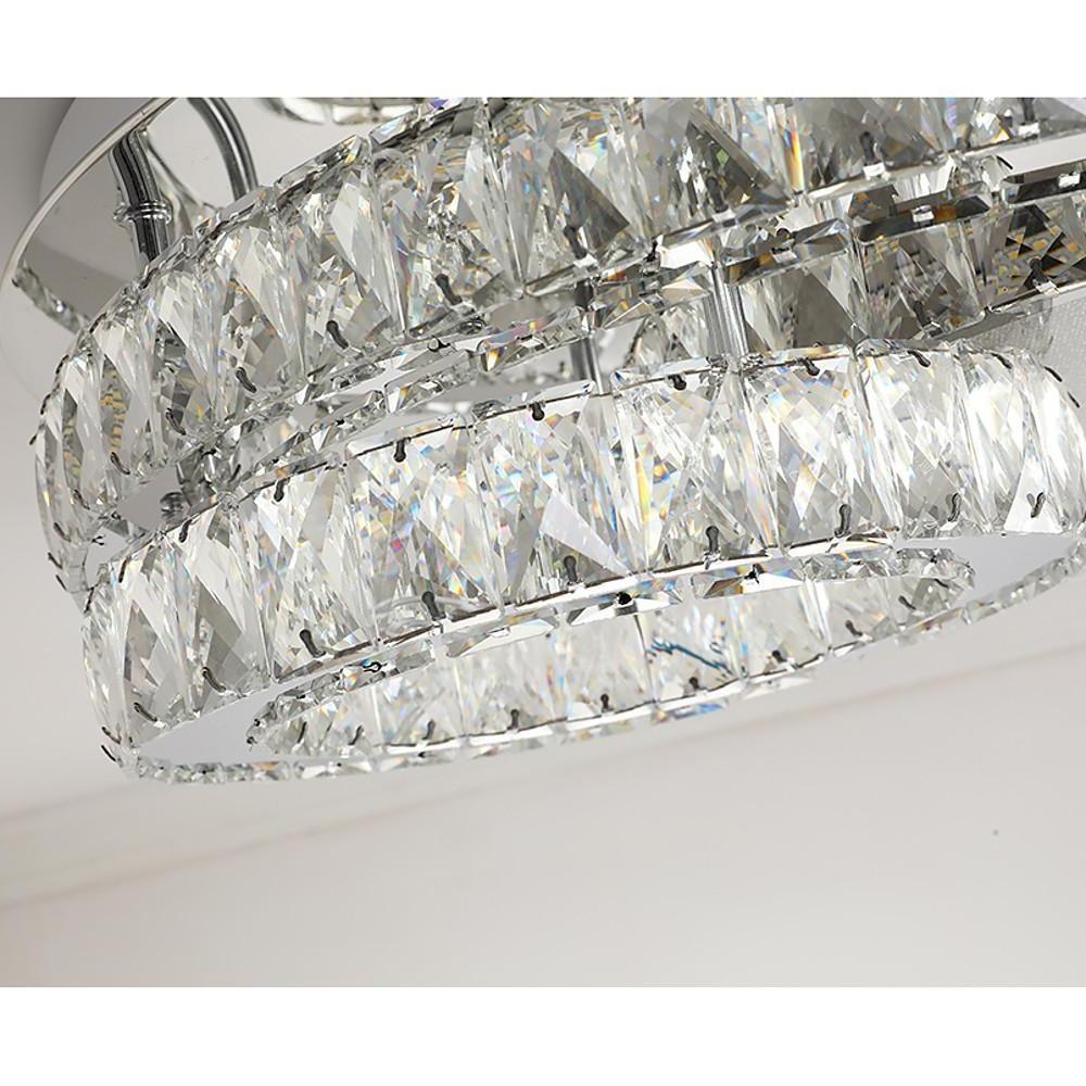 Modern Crystal LED Ceiling Light Overlapping Circles Stainless Steel Flush Mount Lighting