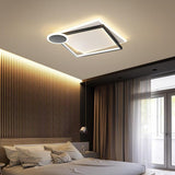 Minimalist Geometric Offset Metal LED Ceiling Light Flush Mount Fixture for Bedrooms