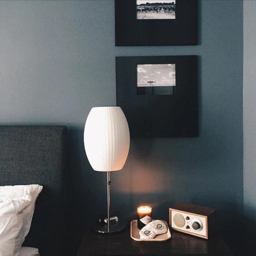 Mid Century Modern Nelson Inspired Accent Table Lamp with White Polymer Shade