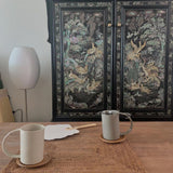 Mid Century Modern Nelson Inspired Accent Table Lamp with White Polymer Shade