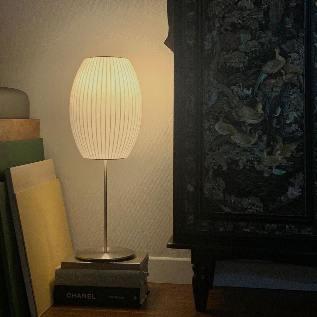 Mid Century Modern Nelson Inspired Accent Table Lamp with White Polymer Shade