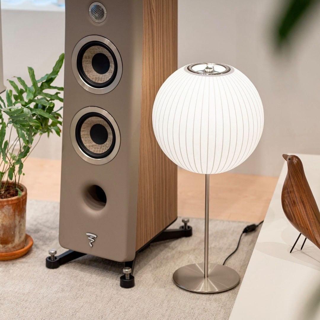 Mid Century Modern Nelson Inspired Accent Table Lamp with White Polymer Shade