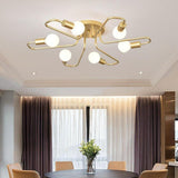 Modern 6 Light Metal Flower Shaped Flush Mount Ceiling Light for Living Room and Bedroom