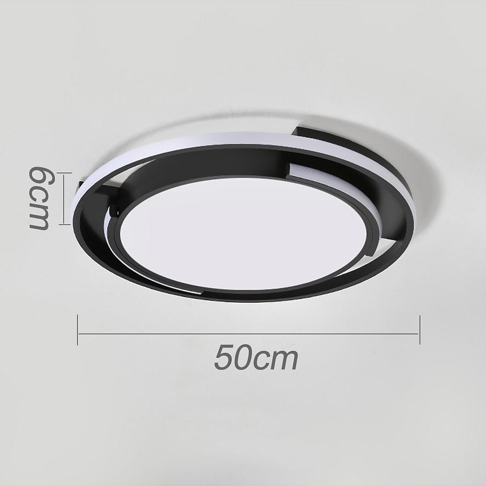 Modern Circular Black Flush Mount LED Ceiling Light Nordic Dimmable Round Fixture 20 Inch