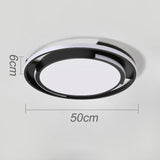 Modern Circular Black Flush Mount LED Ceiling Light Nordic Dimmable Round Fixture 20 Inch