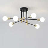 Modern 6 Light Sputnik Flush Mount Ceiling Light Nordic Glass Shade Chandelier for Living Room