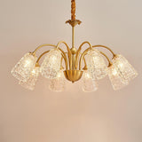 Nikoll Modern Brass and Glass Multi Head Chandelier Luxury Clear Crystal Ceiling Lamp