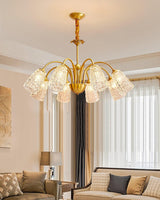 Nikoll Modern Brass and Glass Multi Head Chandelier Luxury Clear Crystal Ceiling Lamp