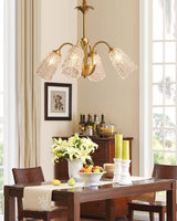 Nikoll Modern Brass and Glass Multi Head Chandelier Luxury Clear Crystal Ceiling Lamp