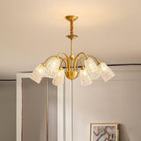 Nikoll Modern Brass and Glass Multi Head Chandelier Luxury Clear Crystal Ceiling Lamp