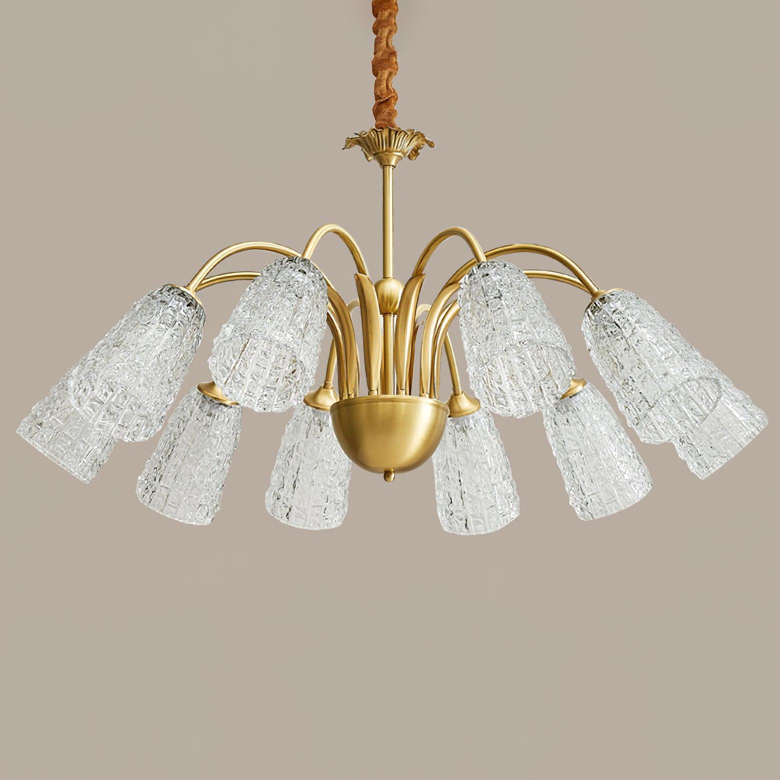 Nikoll Modern Brass and Glass Multi Head Chandelier Luxury Clear Crystal Ceiling Lamp