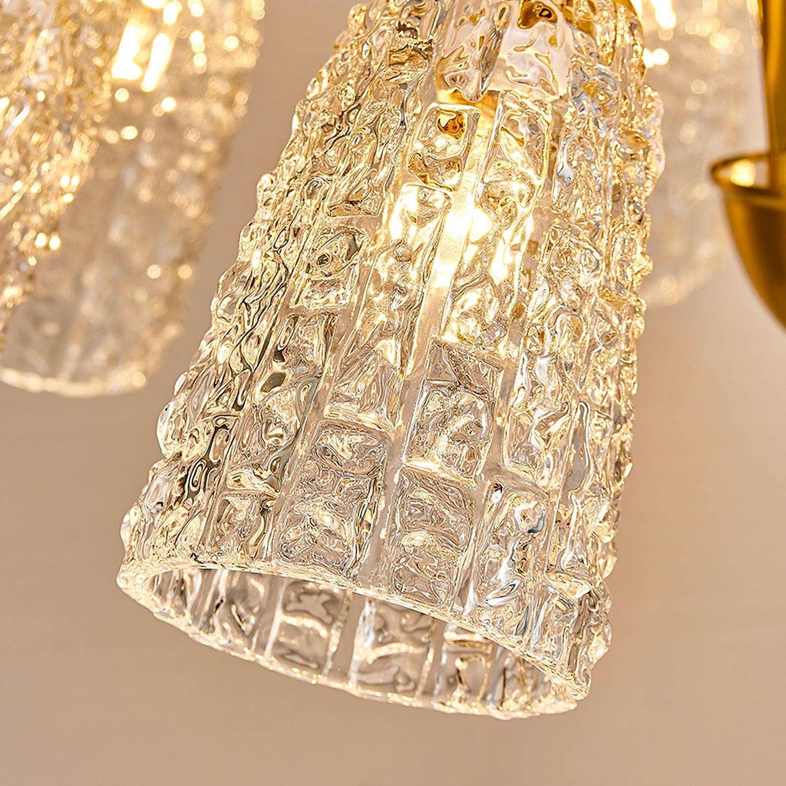 Nikoll Modern Brass and Glass Multi Head Chandelier Luxury Clear Crystal Ceiling Lamp