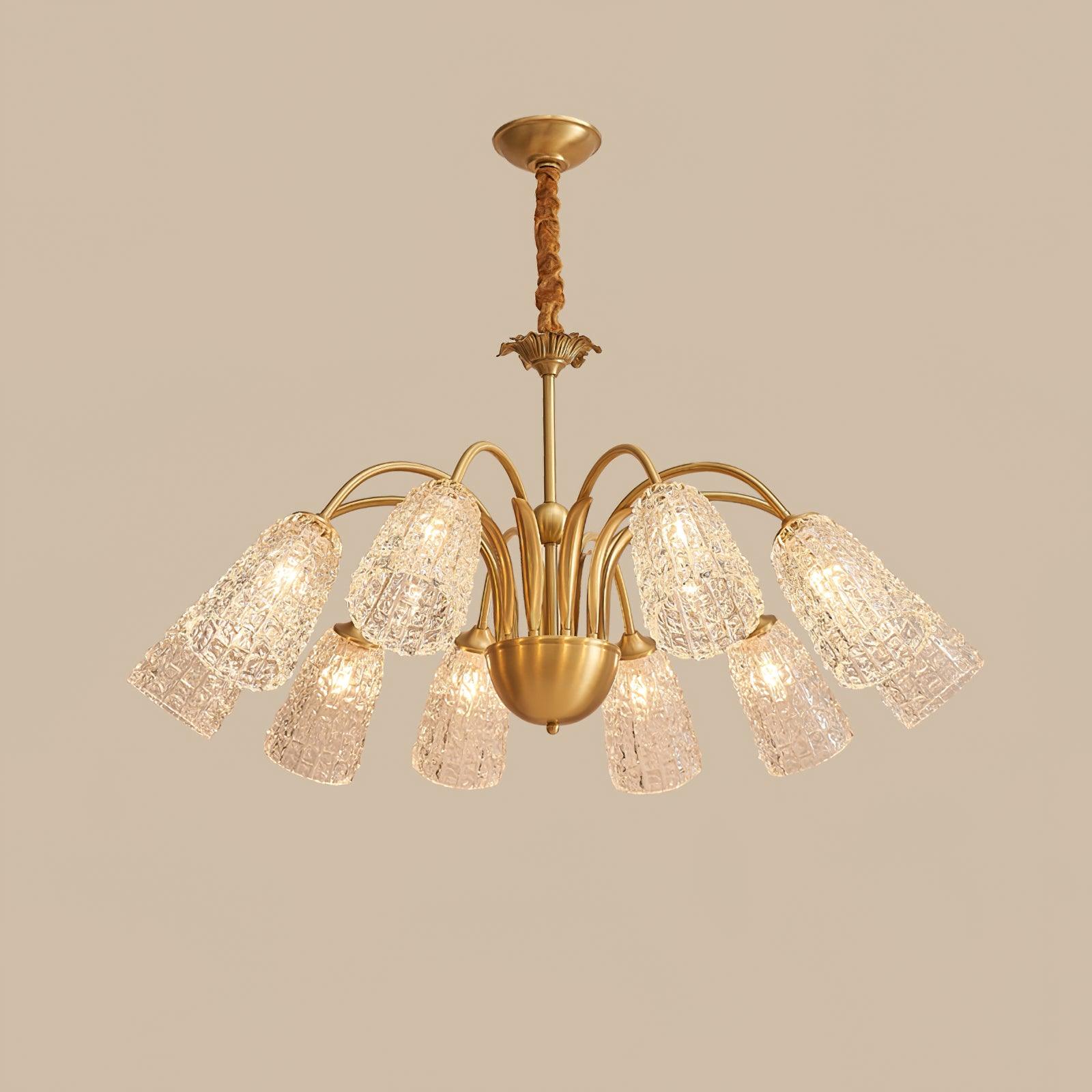 Nikoll Modern Brass and Glass Multi Head Chandelier Luxury Clear Crystal Ceiling Lamp