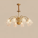Nikoll Modern Brass and Glass Multi Head Chandelier Luxury Clear Crystal Ceiling Lamp