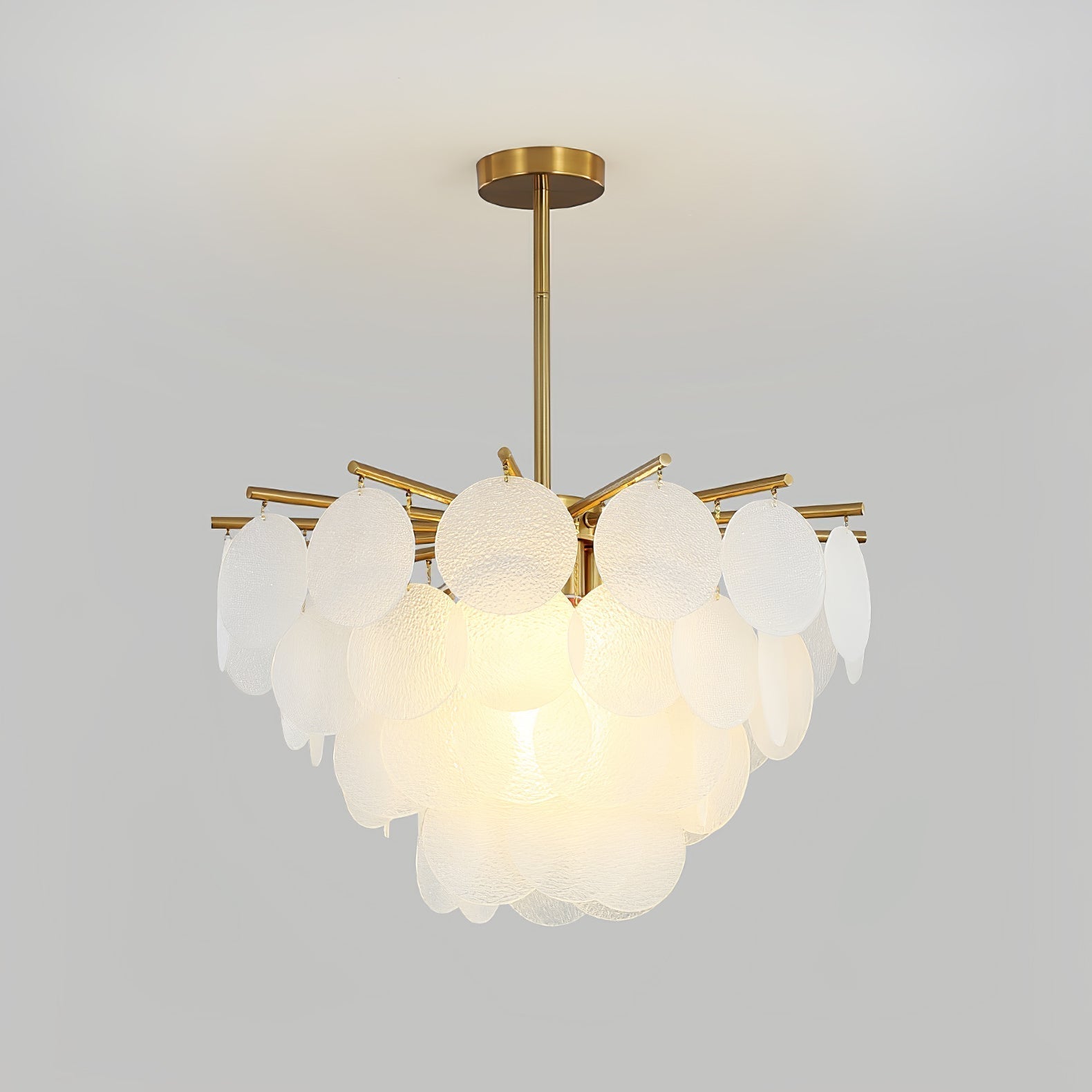Nimbus Glass Droplet Chandelier Modern Copper Ceiling Light for Living Room