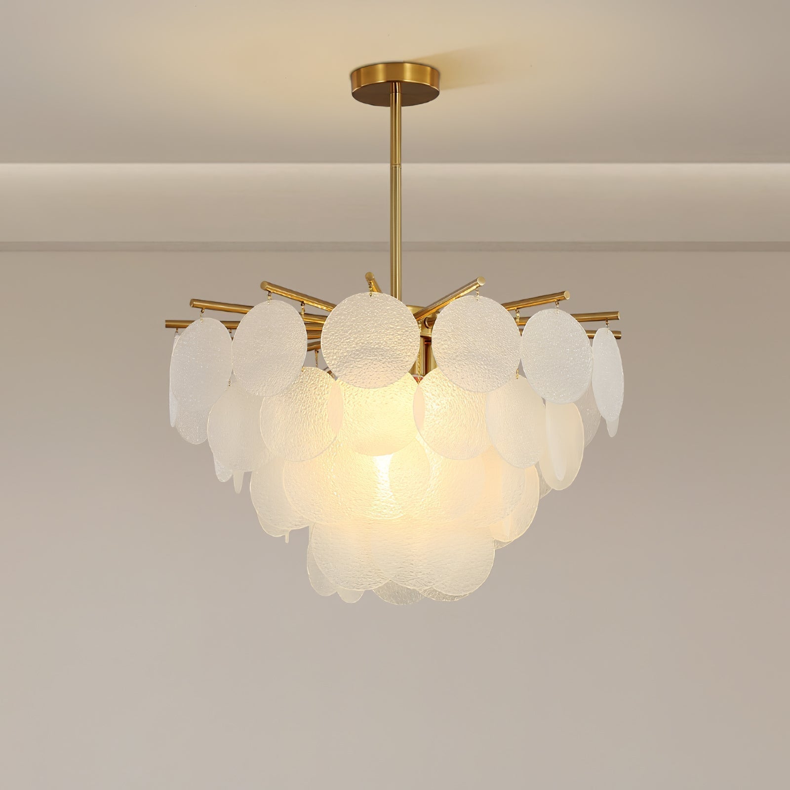Nimbus Glass Droplet Chandelier Modern Copper Ceiling Light for Living Room