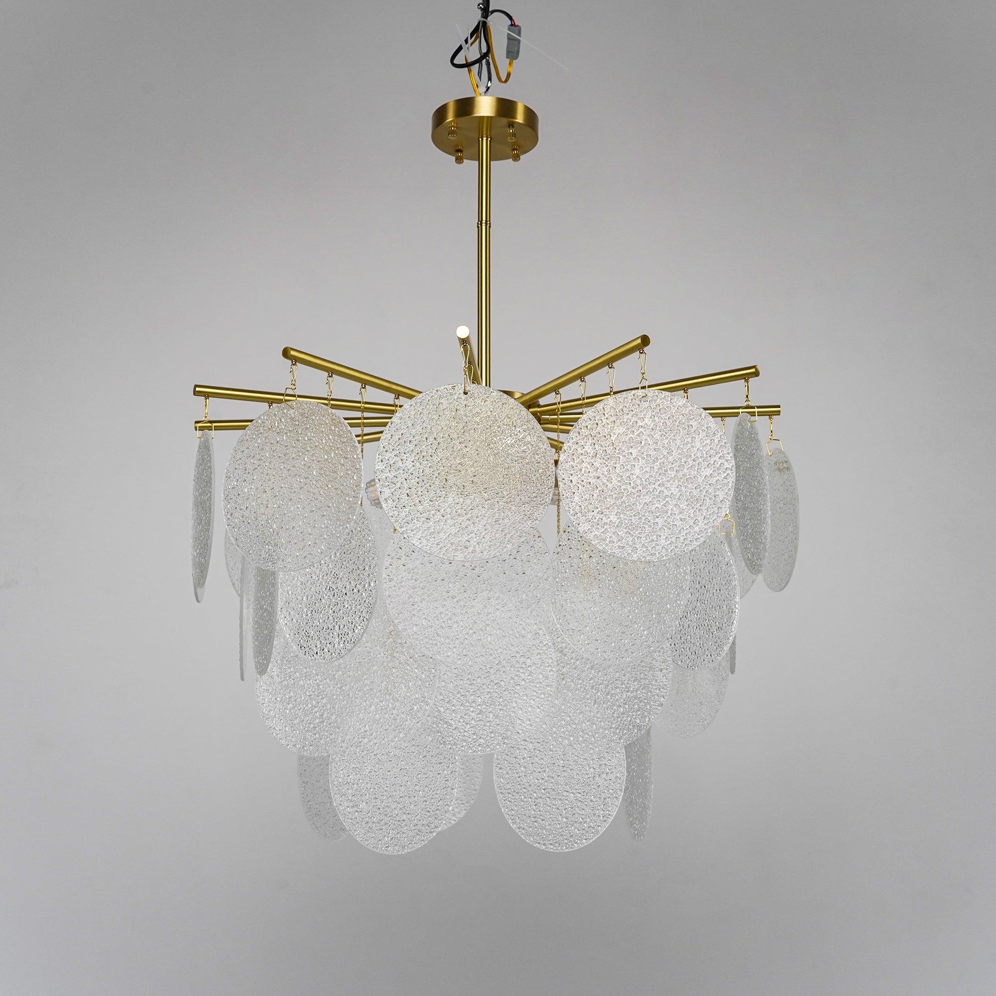 Nimbus Glass Droplet Chandelier Modern Copper Ceiling Light for Living Room