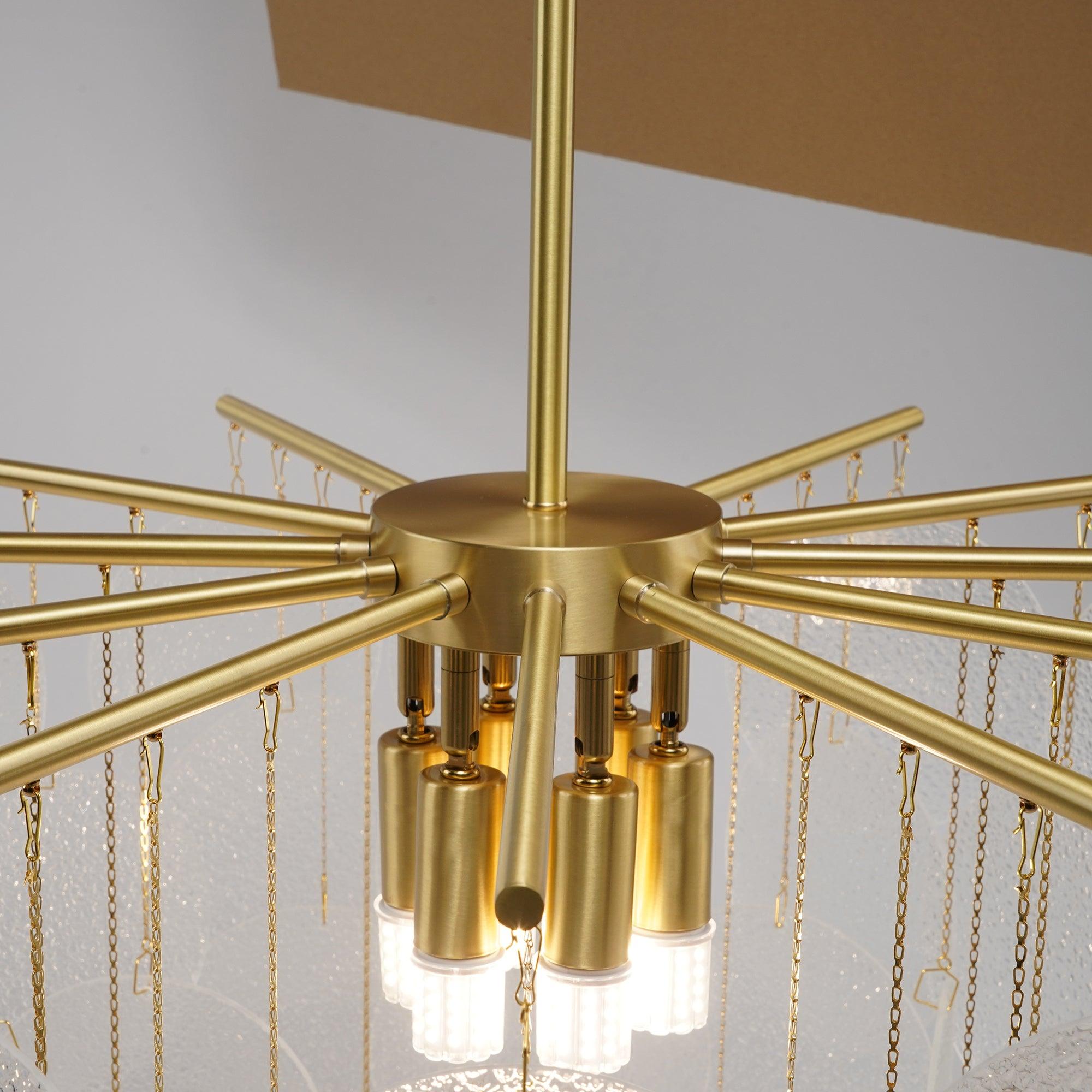 Nimbus Glass Droplet Chandelier Modern Copper Ceiling Light for Living Room