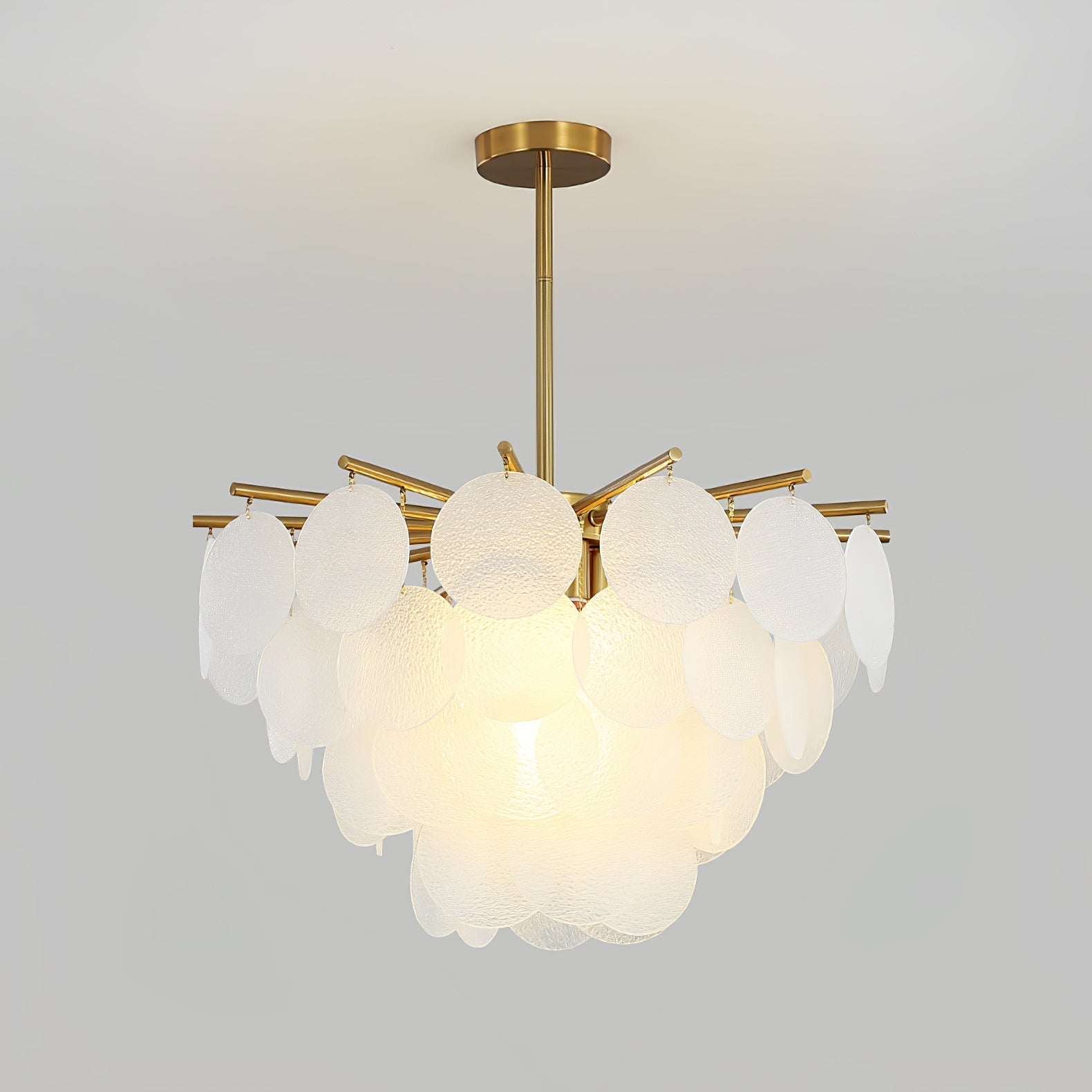 Nimbus Glass Droplet Chandelier Modern Copper Ceiling Light for Living Room