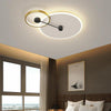 Modern Geometric Circles Dimmable LED Flush Mount Ceiling Light for Bedroom and Living Room Gold Finish