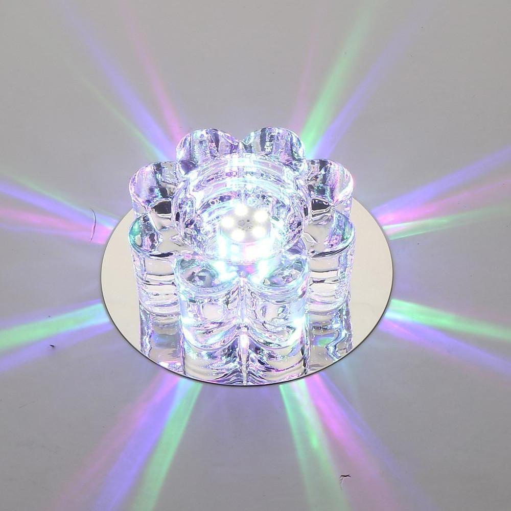 Modern Geometric Crystal Floral LED Flush Mount Ceiling Light for Hallway with RGB Multi Color Effects