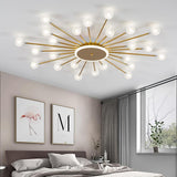 Modern Nordic Glass Globe Hanging Light Fixture 24 LED Tree Branch Pendant Ceiling Chandelier