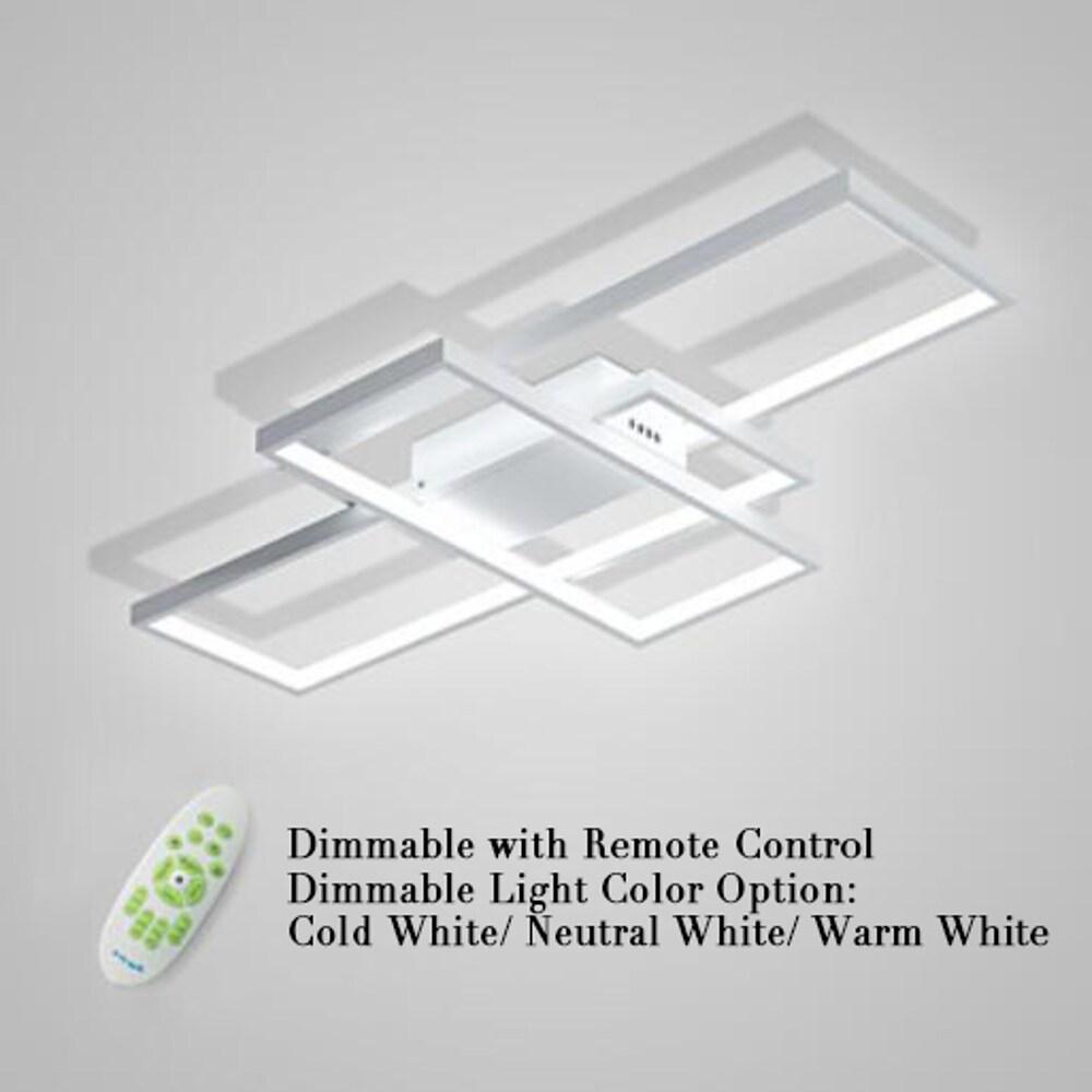 Modern Rectangular 3 Tier LED Flush Mount Ceiling Lamp Large Geometric Integrated Lighting Fixture