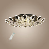 Modern Flower Crystal LED Flush Mount Ceiling Light Dimmable Chandelier for Living Room