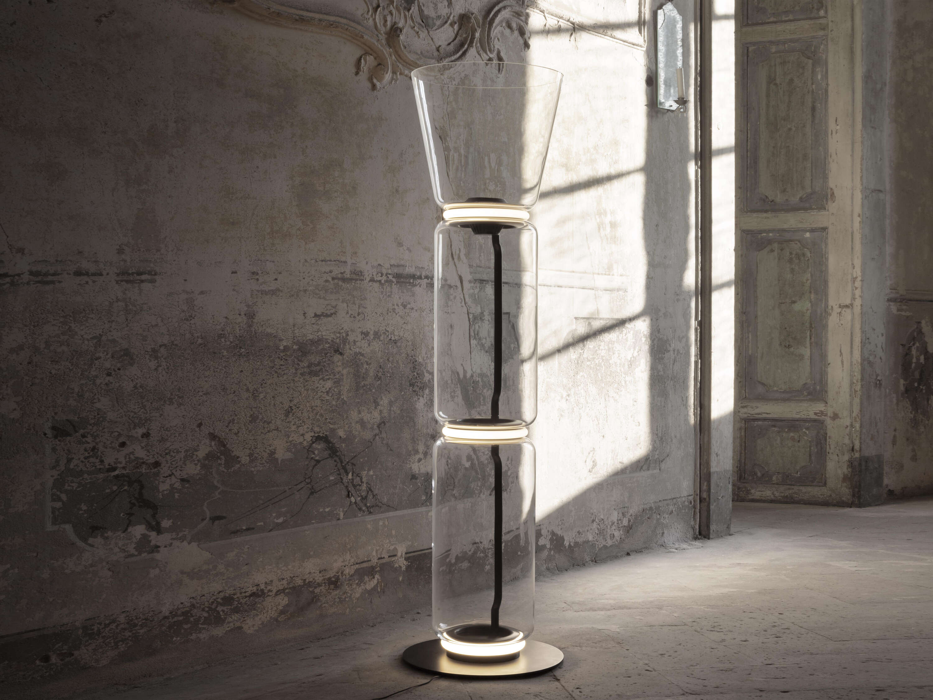 Modern Hand Blown Glass Modular Floor Lamp for Living Room with Integrated LED Lighting
