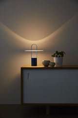 Nomade Modern Industrial Table Lamp with Carry Handle and Acrylic Diffuser for Bedside and Office