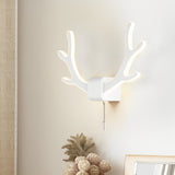 Nordic Antler Iron LED Wall Sconce with Pull Switch for Modern Bedroom Corridor Lighting