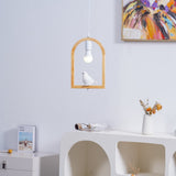 Nordic Bird House Resin Pendant Light Wood Geometric Hanging Lamp for Modern Home Decor