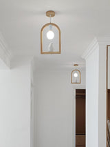 Nordic Bird House Resin Pendant Light Wood Geometric Hanging Lamp for Modern Home Decor