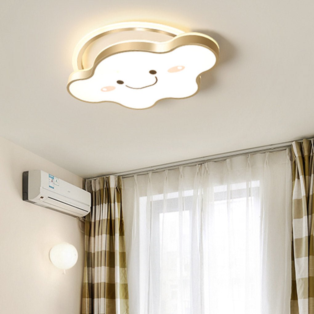 Whimsical Gold Cloud Shaped LED Ceiling Light Three Tone Dimmable Flush Mount Lamp