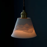 Nordic Ceramic Mountain Landscape LED Pendant Light and Wall Sconce with Copper Accents