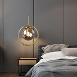 Nordic Circle Glass Pendant Light Modern LED Bedside Hanging Fixture for Kitchen Island and Bedroom