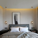 Nordic Circle Glass Pendant Light Modern LED Bedside Hanging Fixture for Kitchen Island and Bedroom