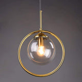 Nordic Circle Glass Pendant Light Modern LED Bedside Hanging Fixture for Kitchen Island and Bedroom