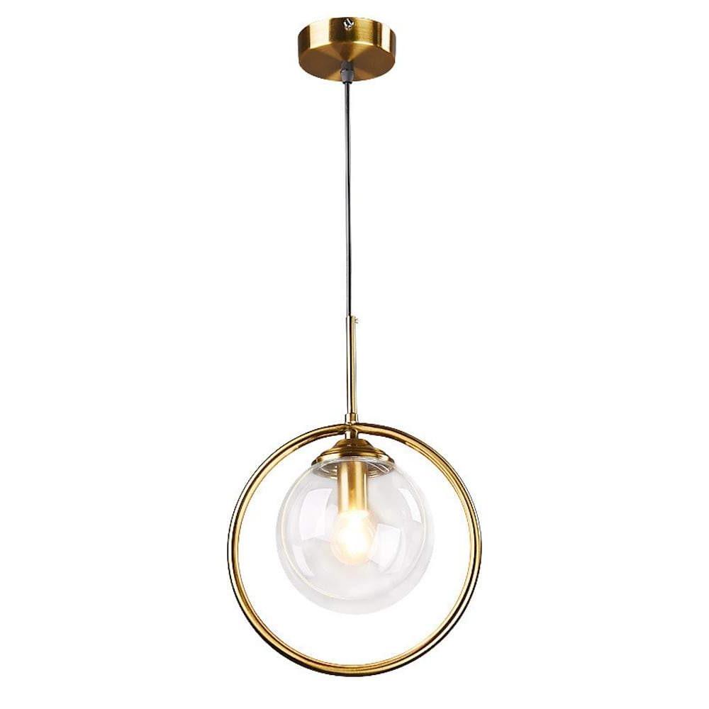 Nordic Circle Glass Pendant Light Modern LED Bedside Hanging Fixture for Kitchen Island and Bedroom